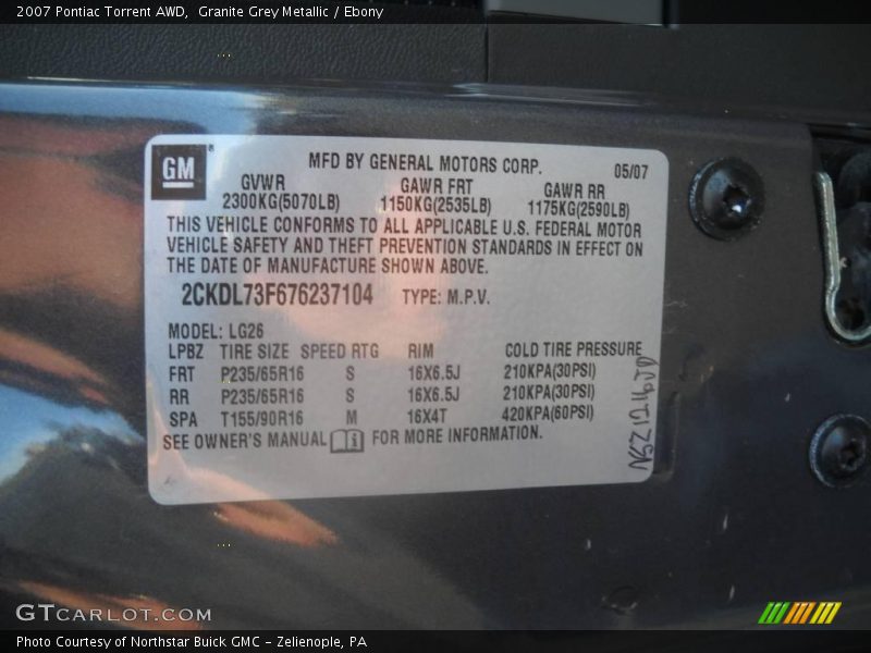 Granite Grey Metallic / Ebony 2007 Pontiac Torrent AWD