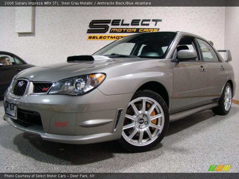 Steel Gray Metallic / Anthracite Black/Blue Alcantara 2006 Subaru Impreza WRX STi