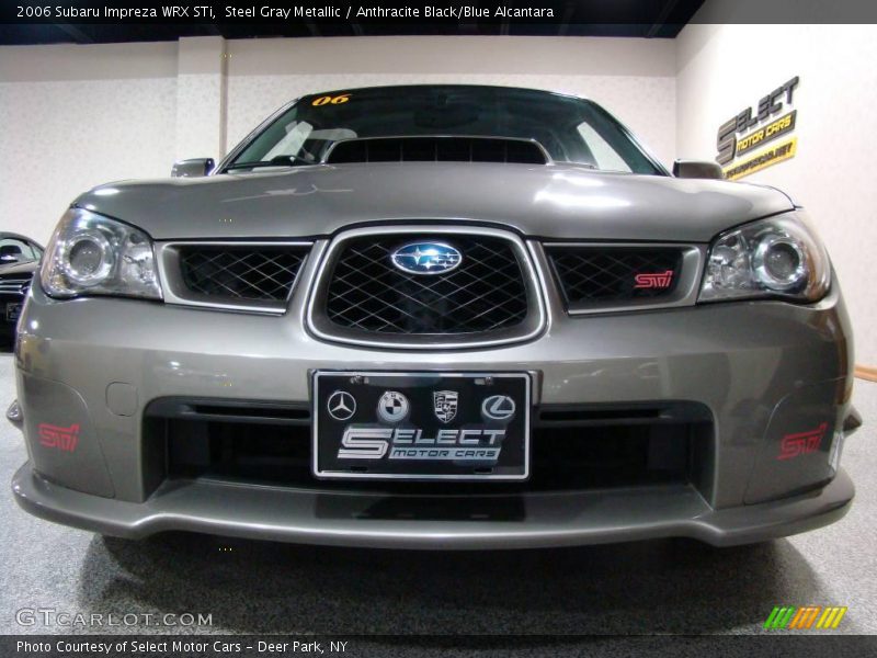 Steel Gray Metallic / Anthracite Black/Blue Alcantara 2006 Subaru Impreza WRX STi