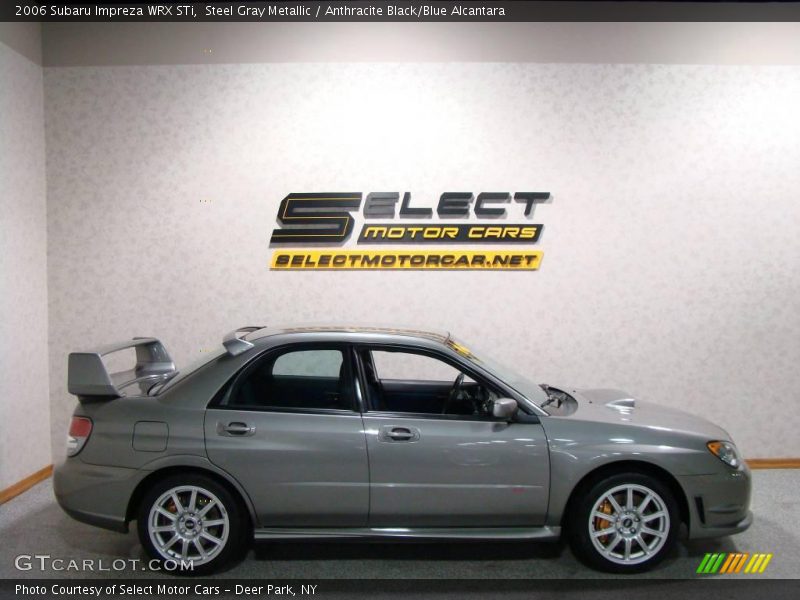 Steel Gray Metallic / Anthracite Black/Blue Alcantara 2006 Subaru Impreza WRX STi