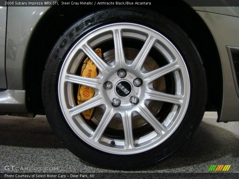 Steel Gray Metallic / Anthracite Black/Blue Alcantara 2006 Subaru Impreza WRX STi