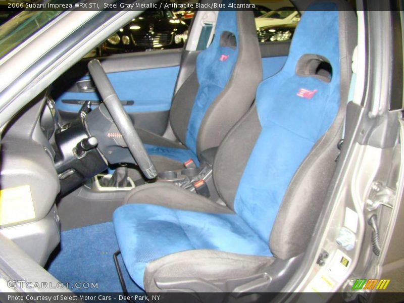Steel Gray Metallic / Anthracite Black/Blue Alcantara 2006 Subaru Impreza WRX STi