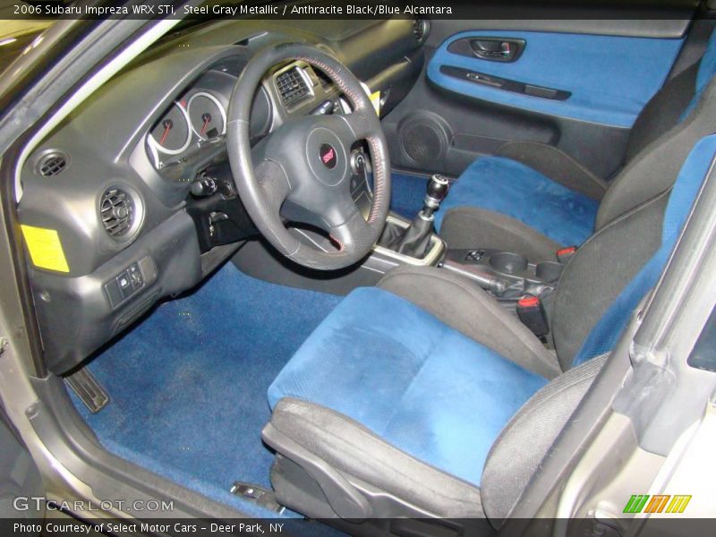 Steel Gray Metallic / Anthracite Black/Blue Alcantara 2006 Subaru Impreza WRX STi