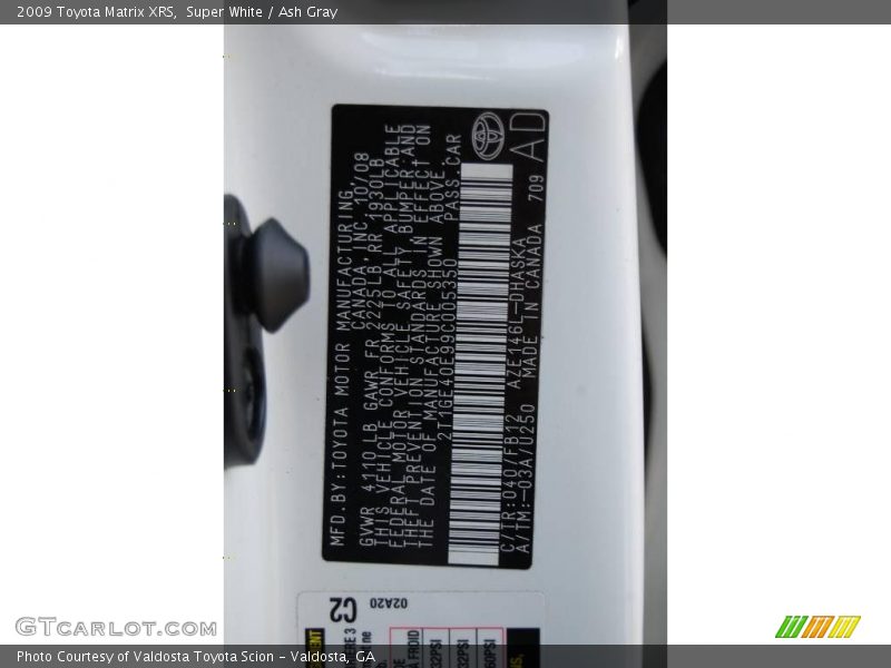 Super White / Ash Gray 2009 Toyota Matrix XRS