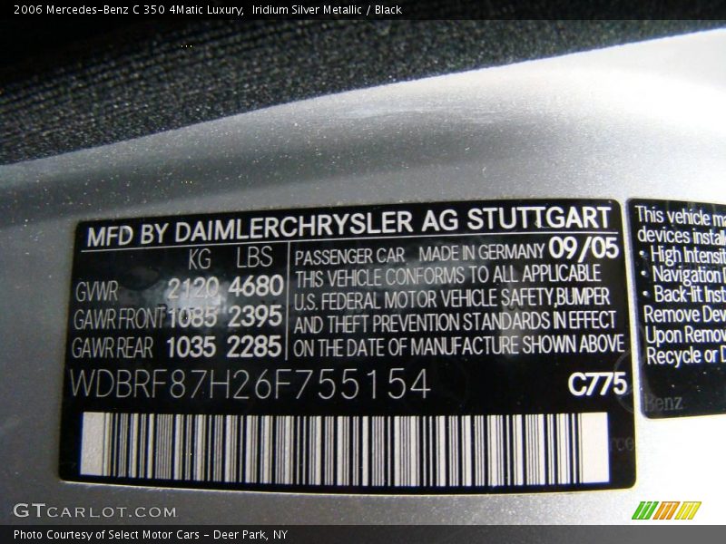 Iridium Silver Metallic / Black 2006 Mercedes-Benz C 350 4Matic Luxury