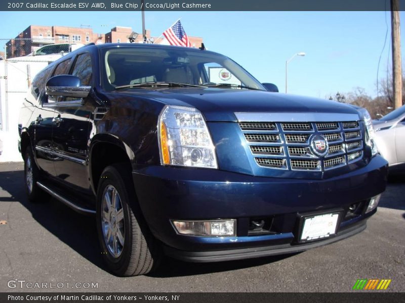 Blue Chip / Cocoa/Light Cashmere 2007 Cadillac Escalade ESV AWD