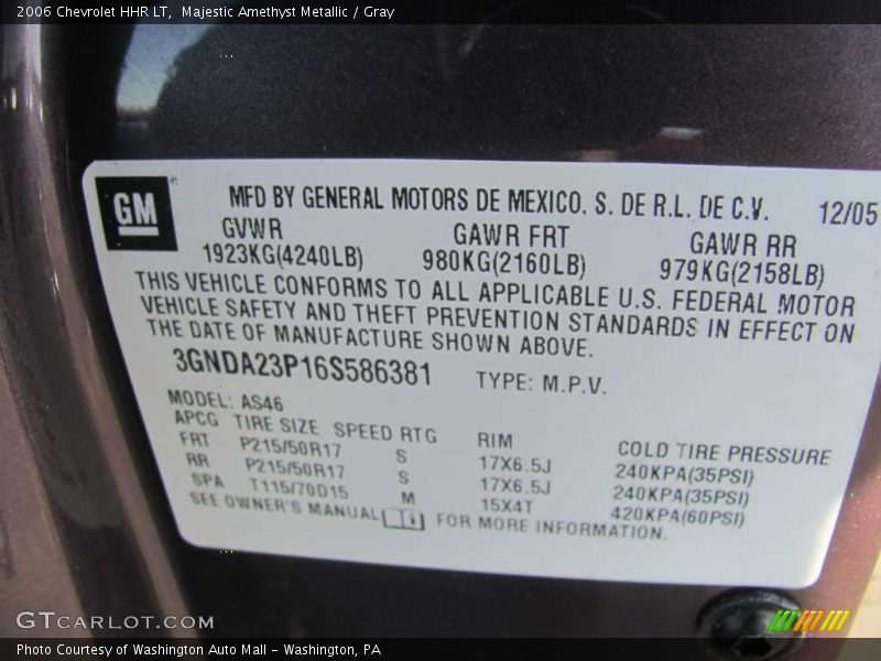 Majestic Amethyst Metallic / Gray 2006 Chevrolet HHR LT