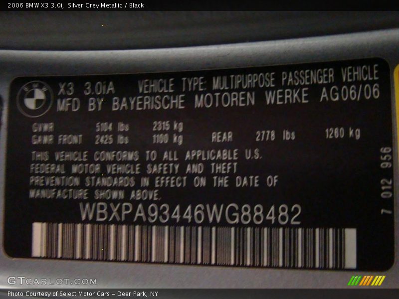 Silver Grey Metallic / Black 2006 BMW X3 3.0i