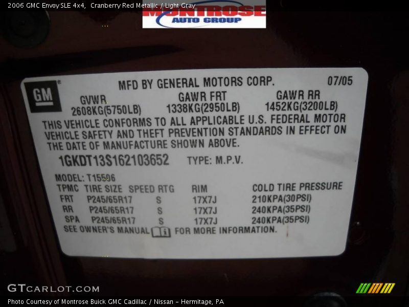 Cranberry Red Metallic / Light Gray 2006 GMC Envoy SLE 4x4