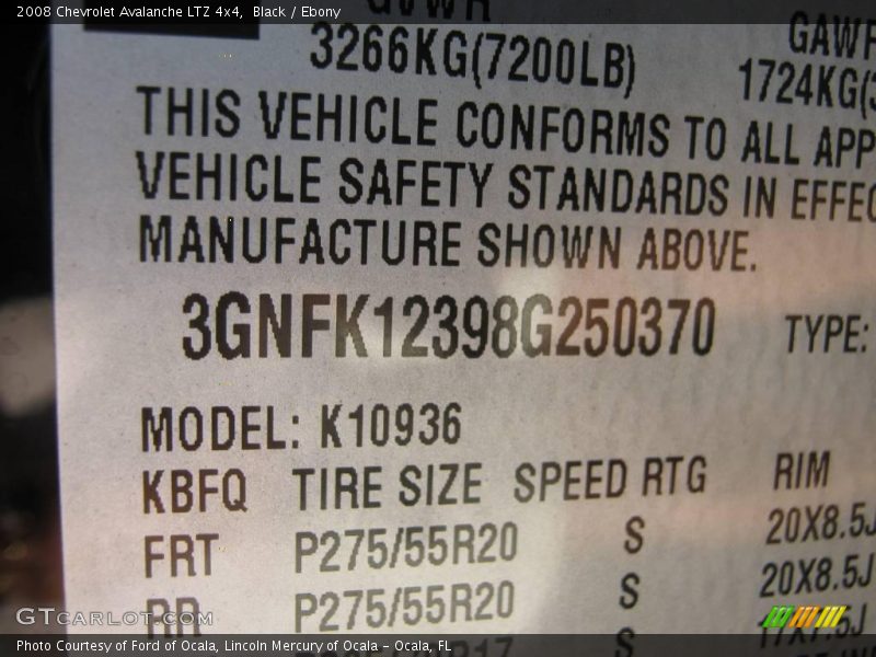 Black / Ebony 2008 Chevrolet Avalanche LTZ 4x4
