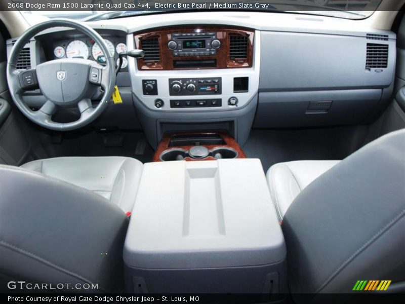 Electric Blue Pearl / Medium Slate Gray 2008 Dodge Ram 1500 Laramie Quad Cab 4x4