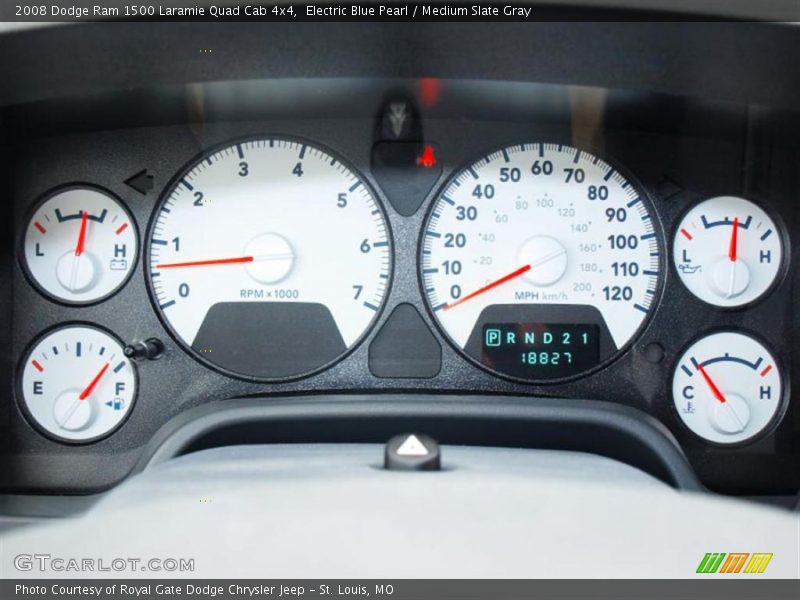 Electric Blue Pearl / Medium Slate Gray 2008 Dodge Ram 1500 Laramie Quad Cab 4x4