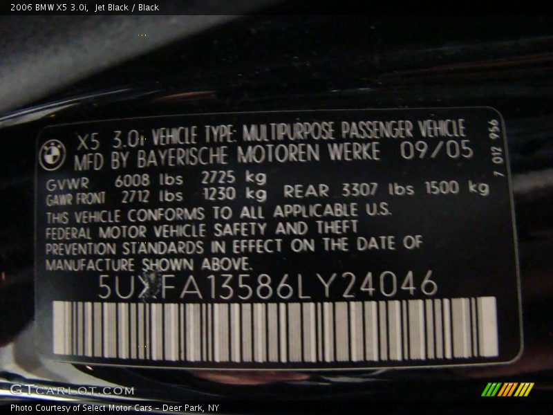 Jet Black / Black 2006 BMW X5 3.0i