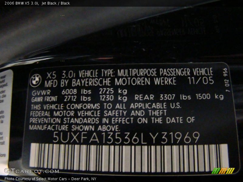 Jet Black / Black 2006 BMW X5 3.0i