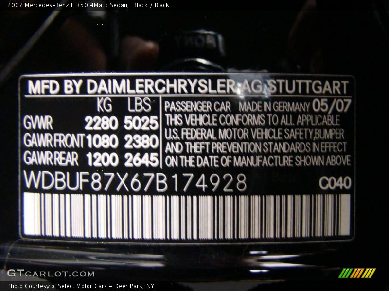Black / Black 2007 Mercedes-Benz E 350 4Matic Sedan