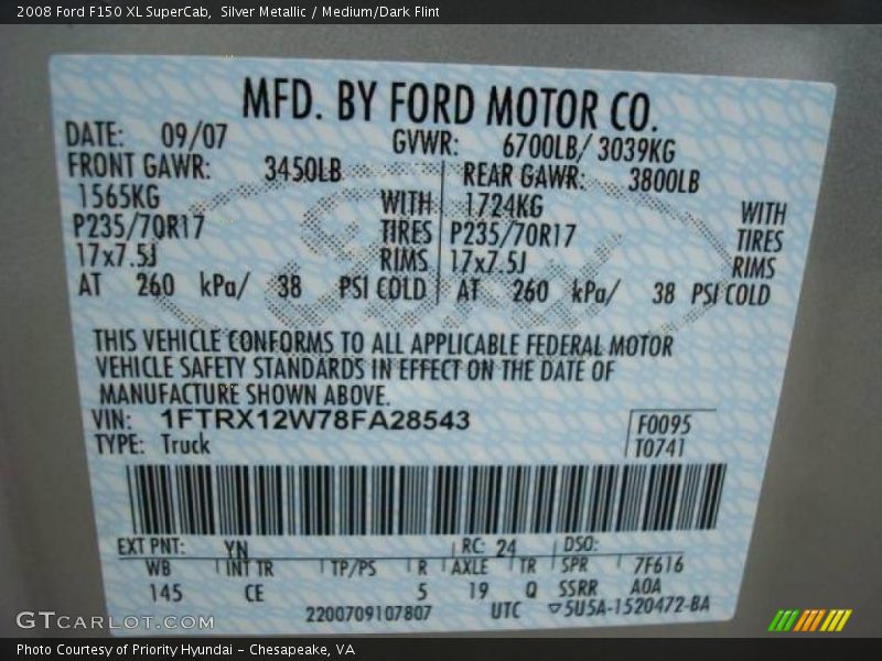 Silver Metallic / Medium/Dark Flint 2008 Ford F150 XL SuperCab