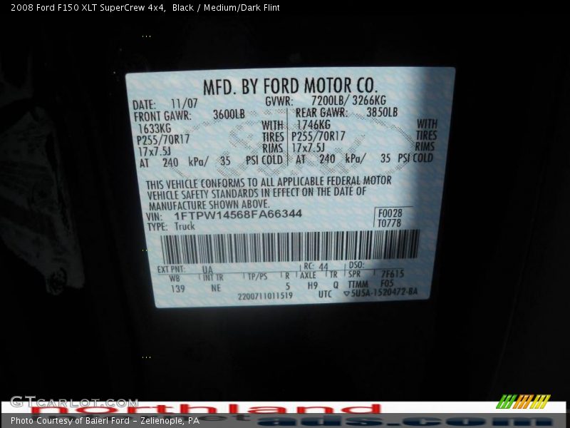 Black / Medium/Dark Flint 2008 Ford F150 XLT SuperCrew 4x4