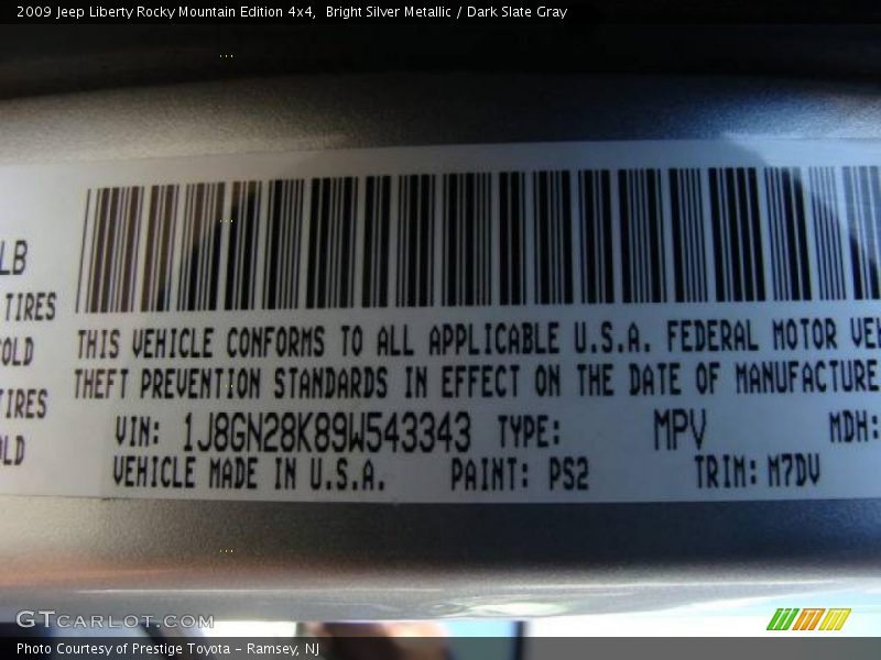 Bright Silver Metallic / Dark Slate Gray 2009 Jeep Liberty Rocky Mountain Edition 4x4