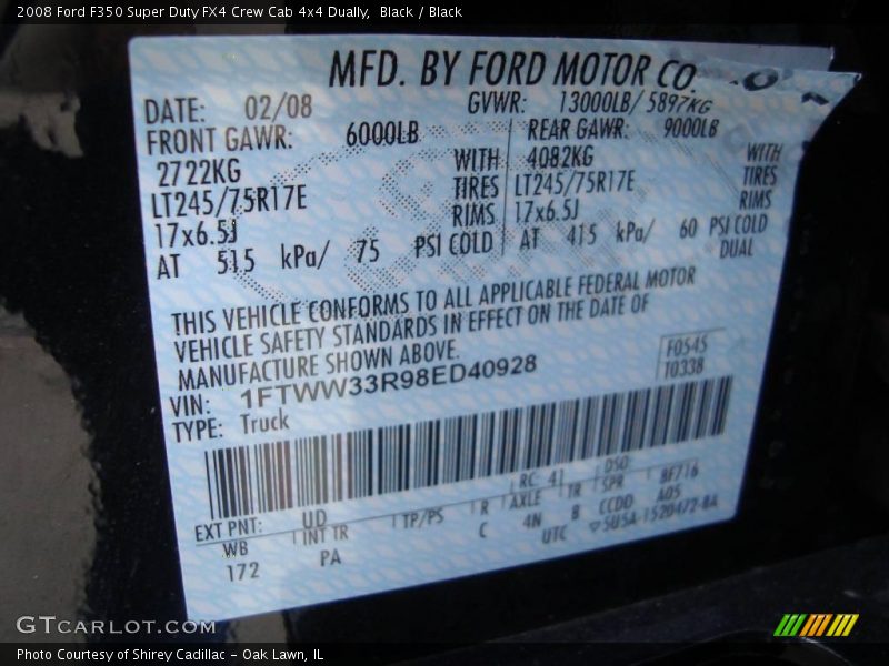 Black / Black 2008 Ford F350 Super Duty FX4 Crew Cab 4x4 Dually