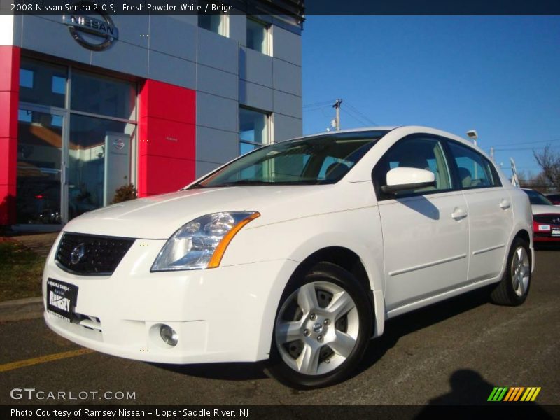 Fresh Powder White / Beige 2008 Nissan Sentra 2.0 S