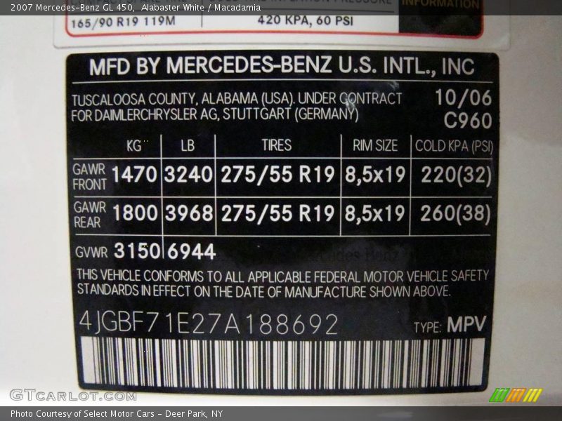 Alabaster White / Macadamia 2007 Mercedes-Benz GL 450