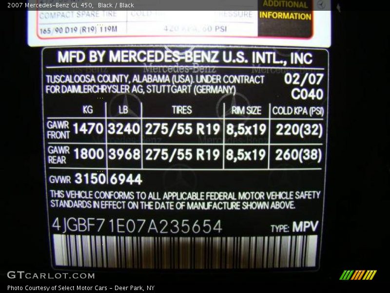 Black / Black 2007 Mercedes-Benz GL 450