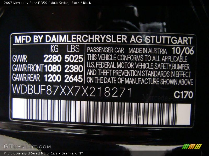 Black / Black 2007 Mercedes-Benz E 350 4Matic Sedan