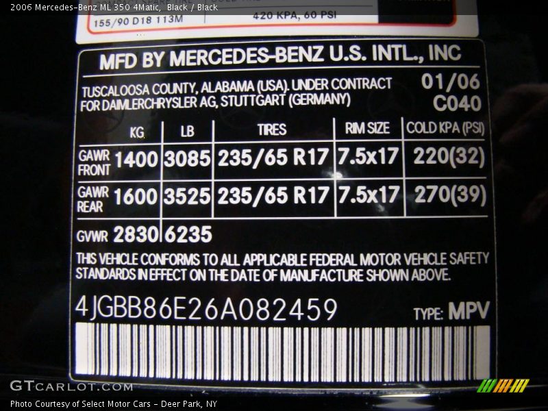 Black / Black 2006 Mercedes-Benz ML 350 4Matic