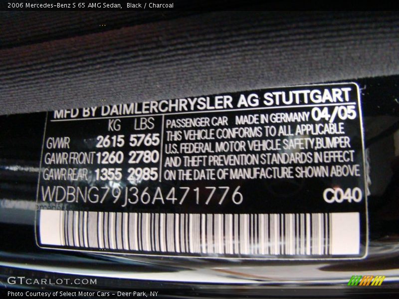 Black / Charcoal 2006 Mercedes-Benz S 65 AMG Sedan