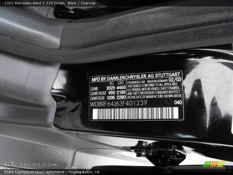 Black / Charcoal 2003 Mercedes-Benz C 320 Sedan