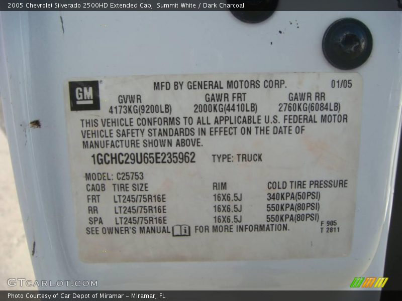 Summit White / Dark Charcoal 2005 Chevrolet Silverado 2500HD Extended Cab