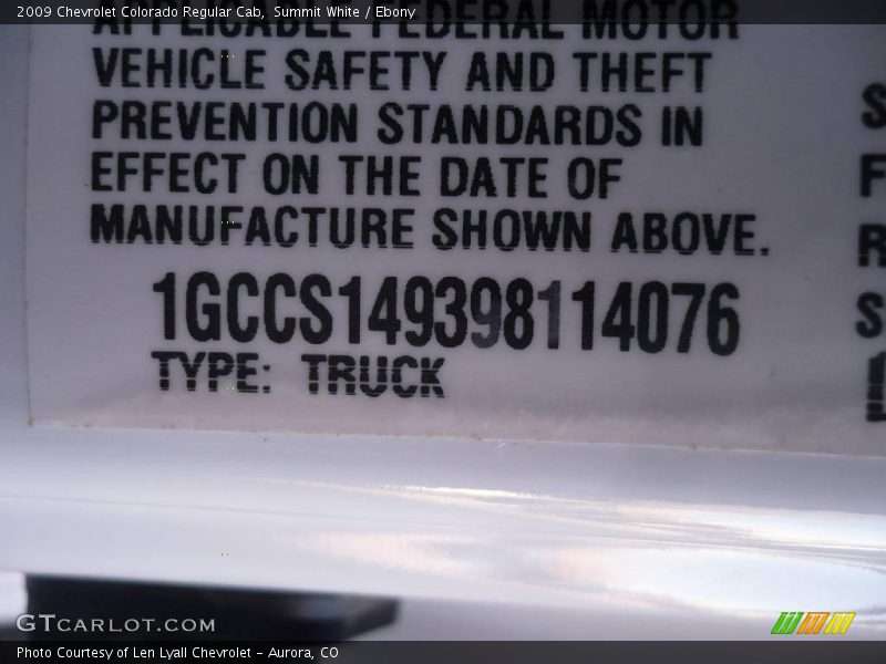 Summit White / Ebony 2009 Chevrolet Colorado Regular Cab