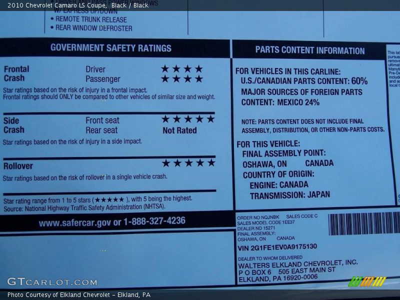 Black / Black 2010 Chevrolet Camaro LS Coupe