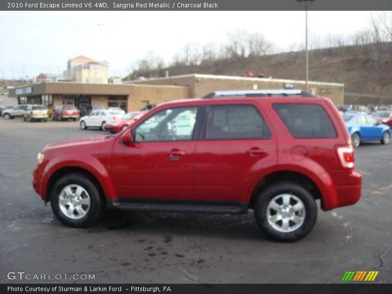 Sangria Red Metallic / Charcoal Black 2010 Ford Escape Limited V6 4WD