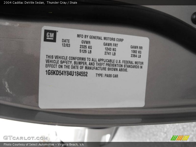 Thunder Gray / Shale 2004 Cadillac DeVille Sedan