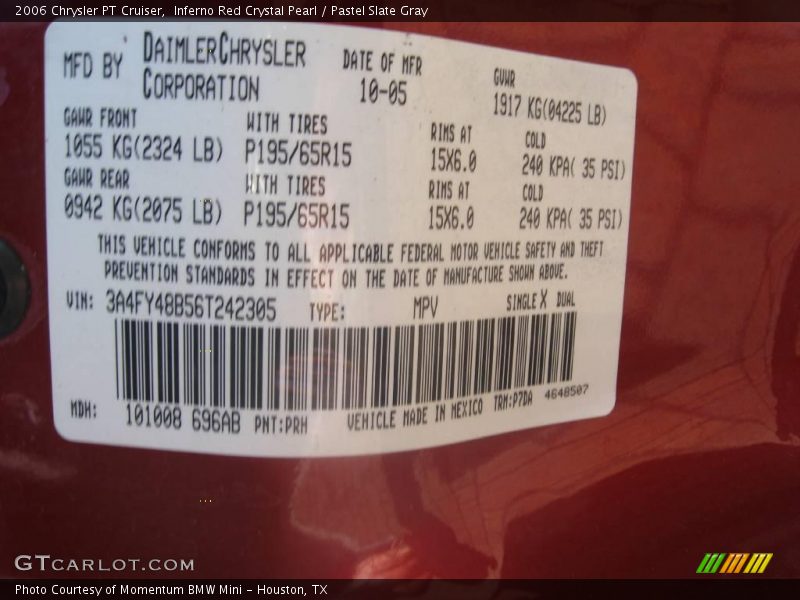 Inferno Red Crystal Pearl / Pastel Slate Gray 2006 Chrysler PT Cruiser