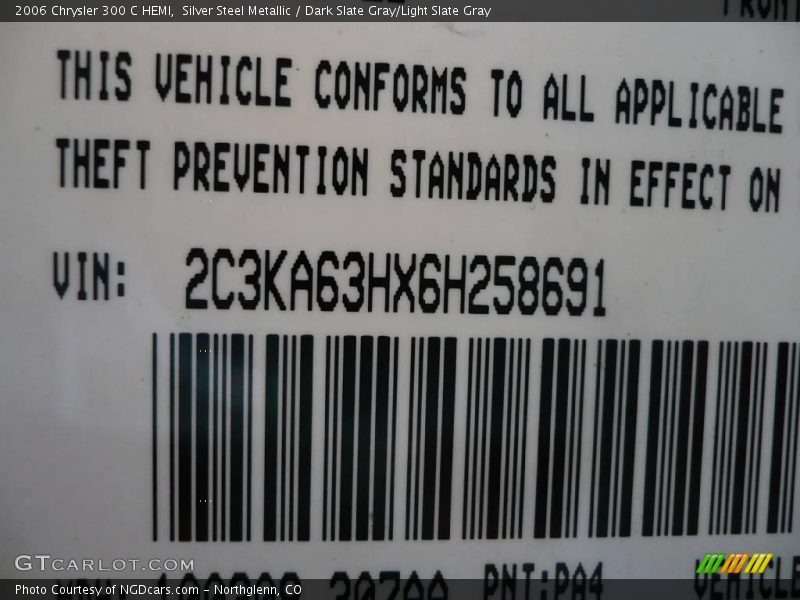 Silver Steel Metallic / Dark Slate Gray/Light Slate Gray 2006 Chrysler 300 C HEMI