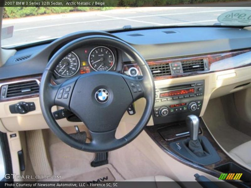 Arctic Metallic / Beige 2007 BMW 3 Series 328i Sedan