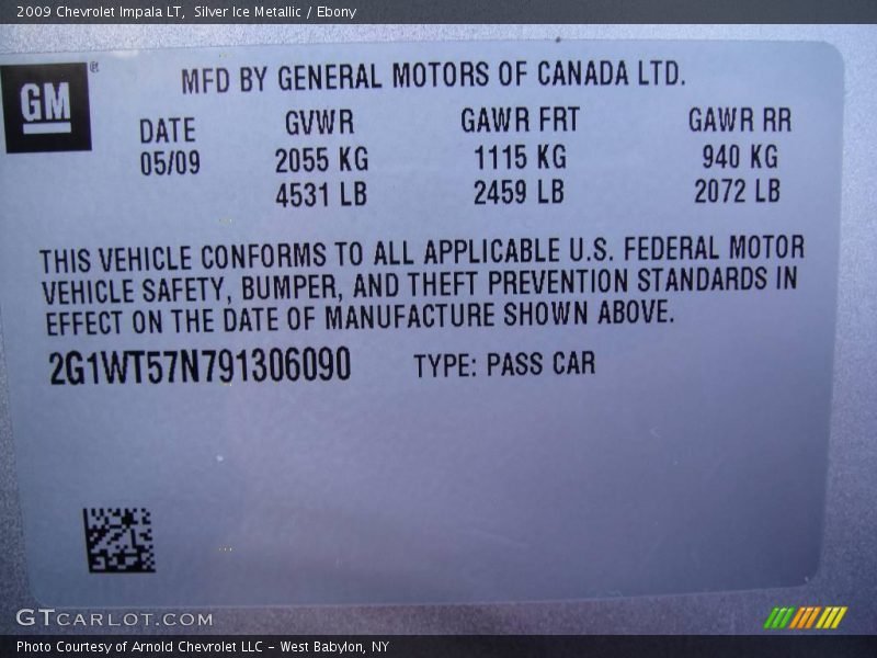 Silver Ice Metallic / Ebony 2009 Chevrolet Impala LT