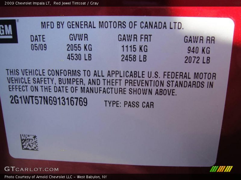 Red Jewel Tintcoat / Gray 2009 Chevrolet Impala LT