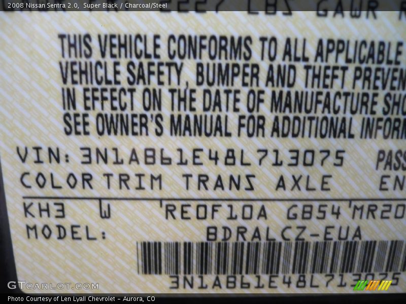 Super Black / Charcoal/Steel 2008 Nissan Sentra 2.0