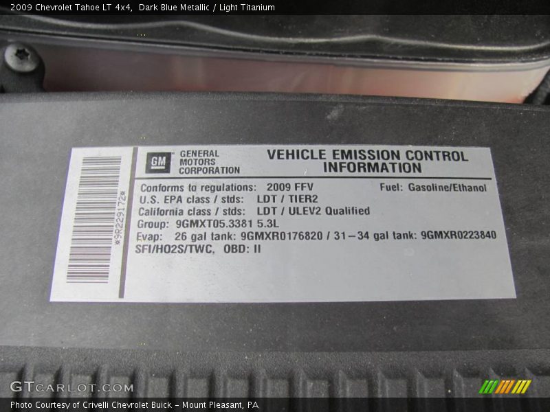 Dark Blue Metallic / Light Titanium 2009 Chevrolet Tahoe LT 4x4