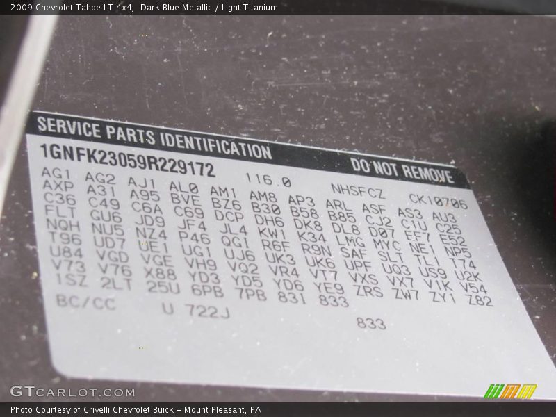 Dark Blue Metallic / Light Titanium 2009 Chevrolet Tahoe LT 4x4