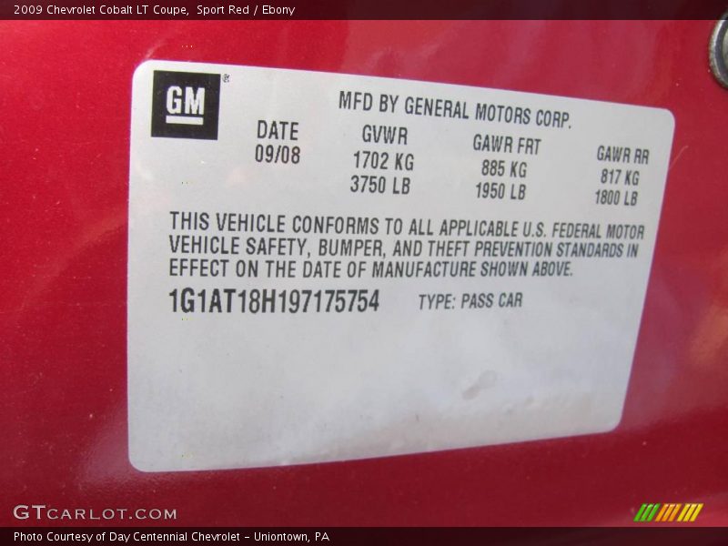 Sport Red / Ebony 2009 Chevrolet Cobalt LT Coupe