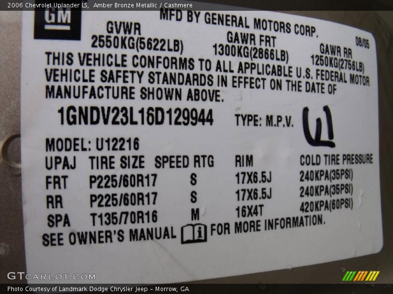 Amber Bronze Metallic / Cashmere 2006 Chevrolet Uplander LS