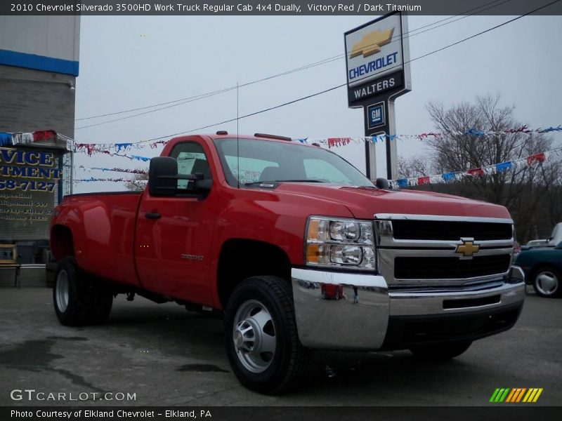 Victory Red / Dark Titanium 2010 Chevrolet Silverado 3500HD Work Truck Regular Cab 4x4 Dually