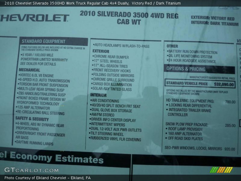 Victory Red / Dark Titanium 2010 Chevrolet Silverado 3500HD Work Truck Regular Cab 4x4 Dually