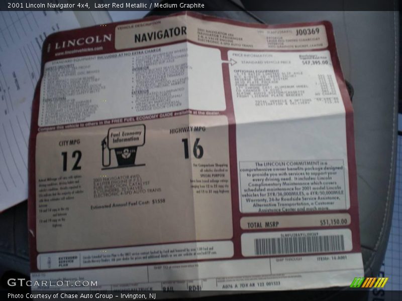 Laser Red Metallic / Medium Graphite 2001 Lincoln Navigator 4x4