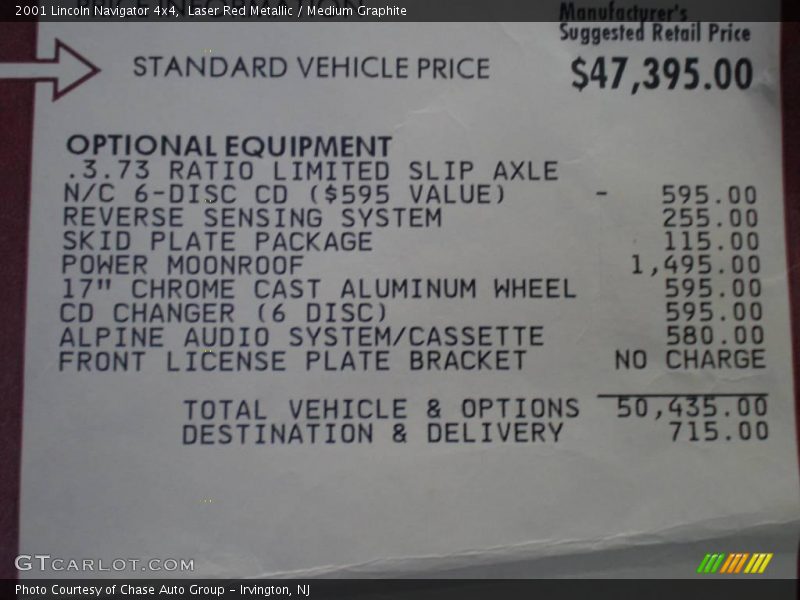 Laser Red Metallic / Medium Graphite 2001 Lincoln Navigator 4x4