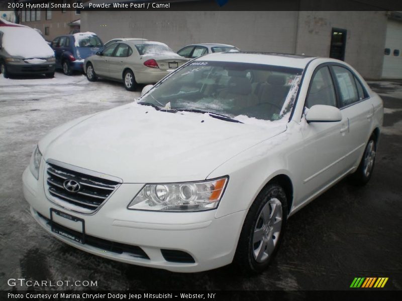 Powder White Pearl / Camel 2009 Hyundai Sonata GLS